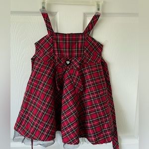 Youngland kids red plaid sleeveless dress